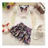 Roupa  Infantil Menina  Conjunto Floral Com Colar E Saia