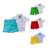 Roupa Infantil Social Menino Conj Camisa Premium Bermuda