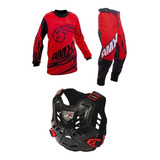 Roupa Infantil Trilha Classic Duo Vermelho Colete Amx Preto