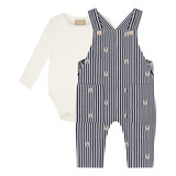 Roupa Jardineira Inverno Listrada Conjunto Body Bebê Barato