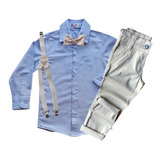 Roupa Masculina Infantil Bebe Festa Social Camisa Calça Susp