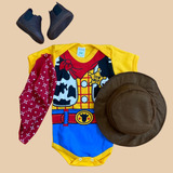 Roupa Mesversário Bebê Temático Woody Body chapéu lenço bota