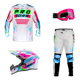 Roupa Motocross Conjunto Calça Camisa Capacete Oculos Next