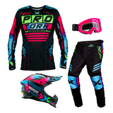 Roupa Motocross Conjunto Calça Camisa Capacete Oculos Next