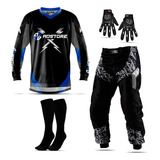 Roupa Motocross Conjunto Trilha Enduro Luva Meião Esportivo