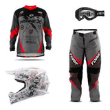 Roupa Motocross Infantil Piloto Trilha Capacete Brinde