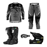 Roupa Motocross Trilha Calça Camisa E Bota Capacete Óculos