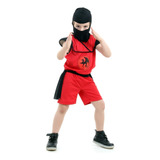 Roupa Ninja Infantil Curta Capuz Faixa Fantasia Ninja Nova