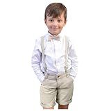Roupa Pajem Conjunto Menino Festa Manga Longa E Bermuda Batizado Casamento Eventos Premium Bege 3 