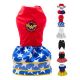 Roupa Para Pet Fantasia Super Heroina Cachorro Gato Luxo