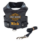 Roupa Pet - Guia Peitoral Harley Personalizada + Brinde