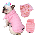 Roupa Pet Cachorro Capa Casaco Polo Inverno Velcro Rosa