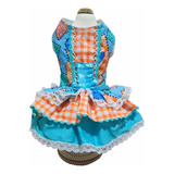 Roupa Pet Vestido Caipira Festa Junina Luxo Cão E Gato