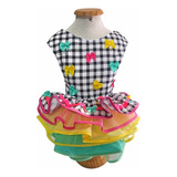 Roupa Pet Vestido Caipira Xadrez Neon Festa Junina Cão Gato