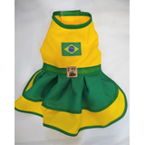 Roupa Pet Vestido Copa Do Brasil Para Cães E Gatos