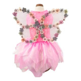 Roupa Pet Vestido Fantasia Rosa Fada Asa Cachorro Gato