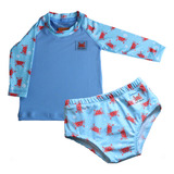 Roupa Praia Bebê Banho Menino Proteção Uv Camisa Manga Longa