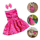 Roupa Roupinha Pet Cachorro Gato Vestido Com Lacinho Femea