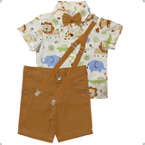 Roupa Safari Arca De Noé Macaquinho Caramelo Infantil