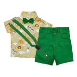 Roupa Safari Arca De Noé Tradicional Bege Com Verde Infantil