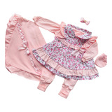 Roupa Saida Maternidade Luxo Para Bebe Reborn Kit Com 5 Peça
