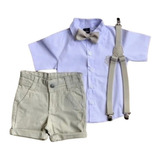 Roupa Social Infantil Masculino Bermuda Camisa