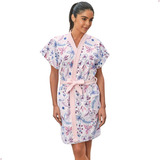 Roupao Aveludado Curto Estampado