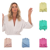 Roupão Banho Atoalhado Feminino Masculino 100 Algodão Robe