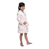 Roupão Banho Em Sherpa Infantil Bebê Flores