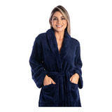 Roupão Plush Aveludado Microfibra Com Faixa E Manga Inverno