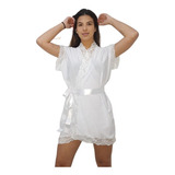 Roupão Robe Feminino Sexy Com Renda Noiva Madrinha Luxo 1
