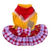 Roupas Cães cachorro Malha Fêmea Festa Junina Amarela