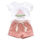 Roupas De Bebê Com Letras Para Meninas + Conjunto Estampado Tops Shorts Crianças Roupas De Melancia Meninas 2t Natal (rosa, 2-3 Anos)