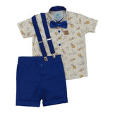 Roupas De Bebe Menino Camisa Social Infantil Tematica Circo Vermelho Com Bermuda Social Gravata Infantil E Suspensorio