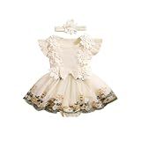 Roupas De Verão Para Bebês Meninas Vestido Bordado Malha Tule Saia Bainha Canelada Body Bonito Roupas Recém-nascidas- Damasco Floral- 0-3 Meses
