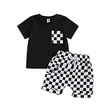 Roupas De Verão Para Bebês Meninos E Meninas Xadrez Manga Curta Conjunto De Shorts E Shorts Na Moda Infantil A Preto 0 6 Meses
