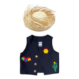 Roupas Junina Infantil Masculino Colete Com Chapéu
