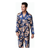 Roupas Masculinas De Seda Gelada De Manga Comprida Para Casa