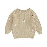 Roupas Quentes De Outono E Inverno Para Bebês Meninas Fofo Suéter De Malha De Manga Comprida Pulôver Top- J - Cáqui Claro- 4-5 Anos