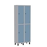 Roupeiro Aco Light 2v 04 Portas Gr302 4 Cinza Azul Dali