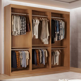 Roupeiro Casal Closet Light Mdf Com 3 Prateleiras Moderna Cor Imbuia