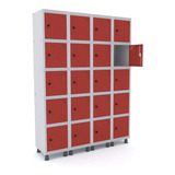 Roupeiro De Aço 4m 20 Portas Pitão Pandin Cinza vermelho