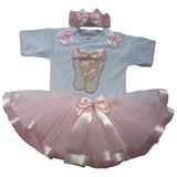 Roupinha Body Bailarina E Saia Tutu Com Laço