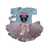Roupinha Body Minnie Rosa Saia Tutu E Tiara