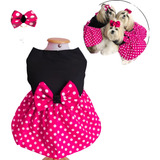 Roupinha Vestidinho Vestido Para Cachorro Pet Rosa C Laço