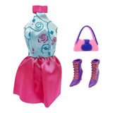 Roupinhas Vestido Acessórios Boneca Princesa Barbie