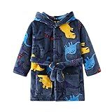 Roupões De Banho Infantis Infantis Com Capuz De Dinossauro Flanela Quente Estampa De Artoon Roupão De Banho Felpudo Azul 2 3T
