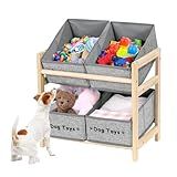 ROYALAY Caixote De Brinquedo Para Cães Armazenamento Grande De Brinquedos Para Cães Com Prateleira Multiuso De 2 Camadas Organizador De Armazenamento Para Cães Cesta De Armazenamento Categorizada