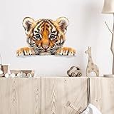 RoyoLam Adesivos De Parede 3D Peekaboo Tiger Com Design Removível De Espaço Oculto Para Berçário- Sala De Estar E Sala De Jogos Infantil- Arte De Parede De Animais Destacáveis
