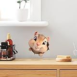 RoyoLam Decalques De Parede 3D Peekaboo Esquilo Removíveis Design De Espaço Escondido Adesivos De Vinil Para Quarto De Estar E Decoração De Sala De Jogos Infantil Descasque E Cole Arte De Parede De